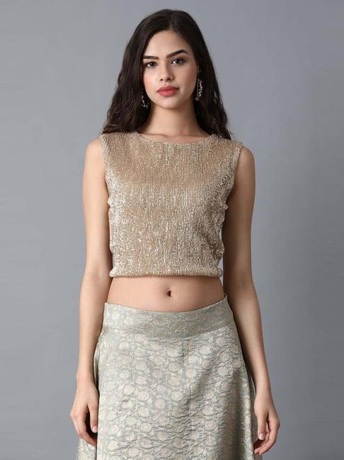 wishful by w gold box embellished top