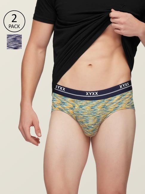 xyxx navy & beige heathered briefs - pack of 2