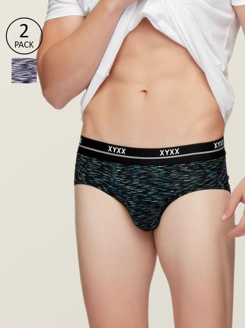 xyxx black & blue heathered briefs - pack of 2