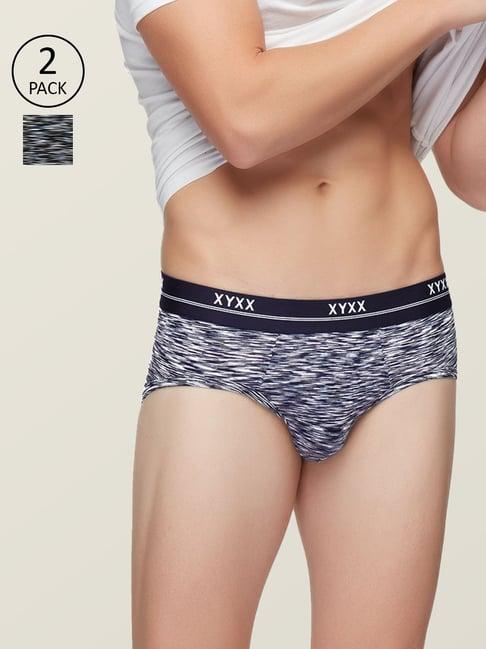 xyxx blue & black heathered briefs - pack of 2