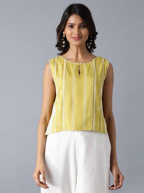 w yellow boat neck top