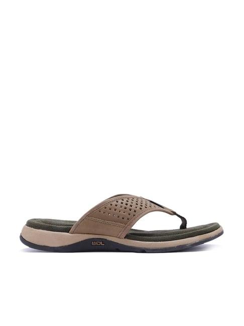 woodland men's khaki thong sandals