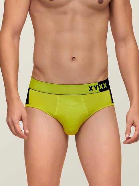 xyxx lime punch & black colour-block briefs