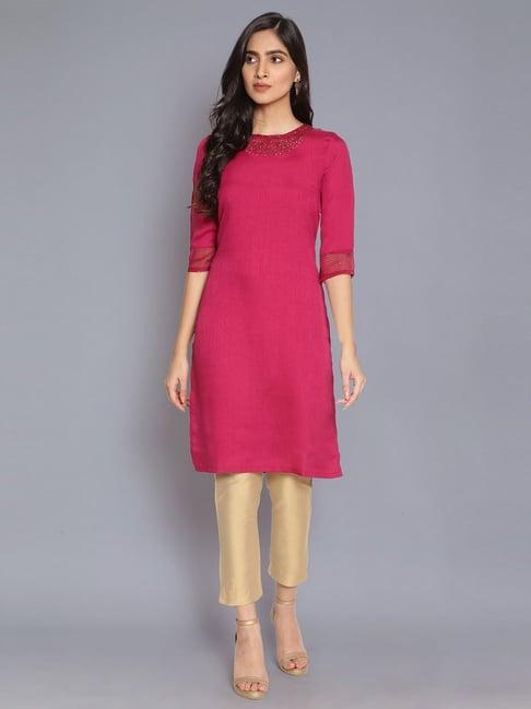 w purple kurta with embroidery