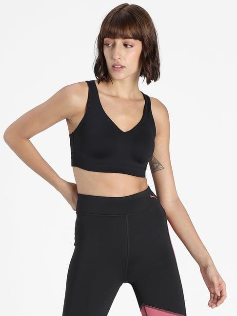 puma black v neck sports bra