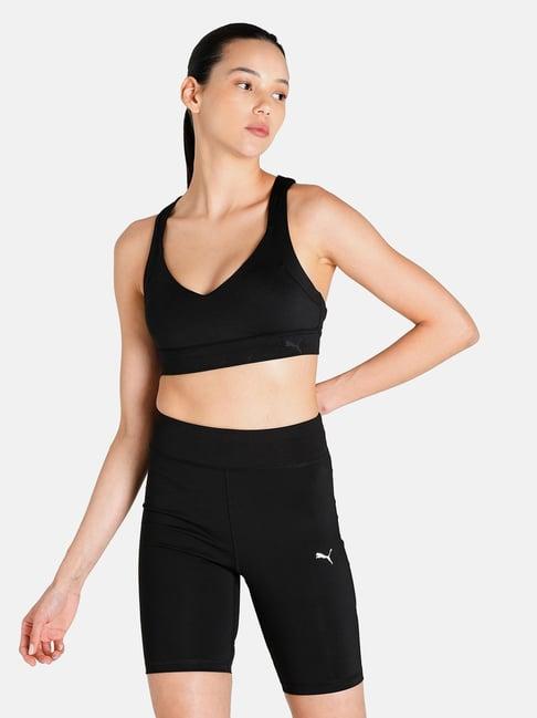 puma black v neck sports bra