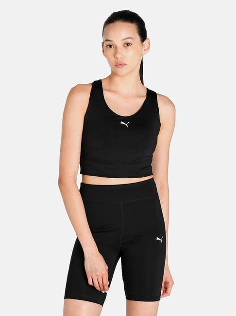 puma black round neck sports bra