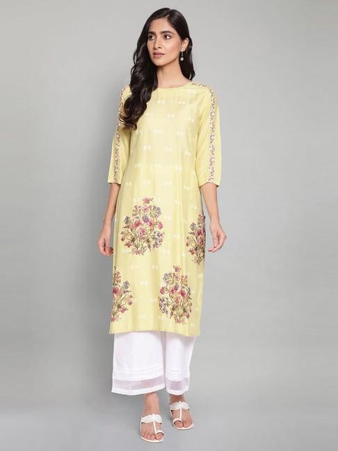 w yellow printed kurta