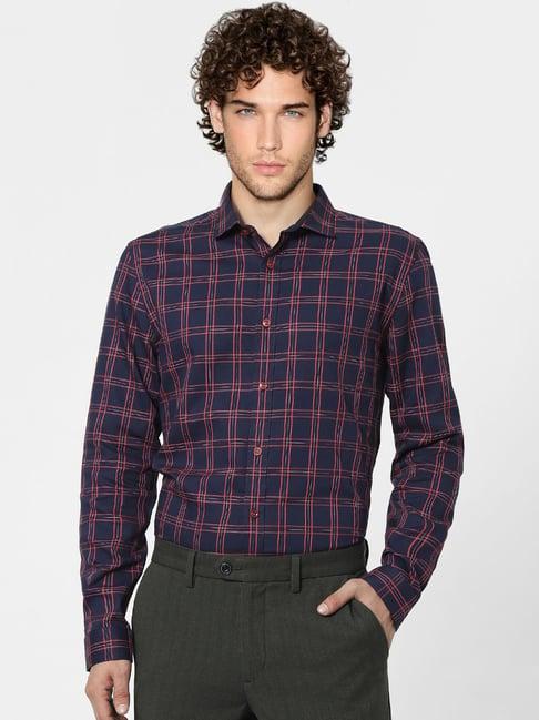 jack & jones navy checks shirt