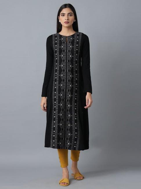 w black printed a line kurta