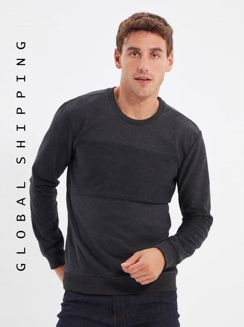 trendyol anthracite regular fit sweatshirt