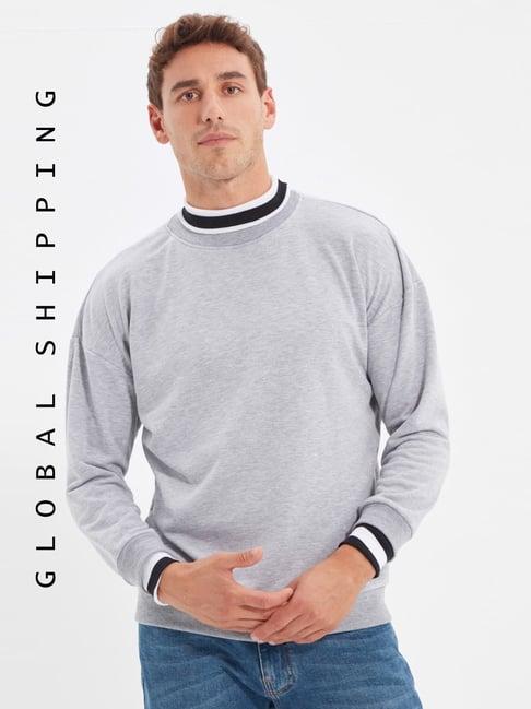 trendyol light grey regular fit sweatshirt