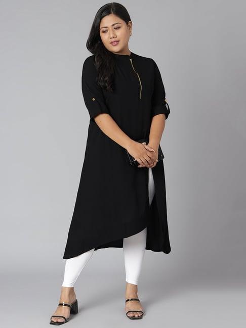 xl love by janasya black high low kurta