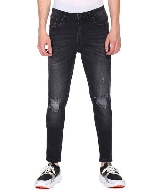 aeropostale black skinny fit lightly washed jeans - flexi collection