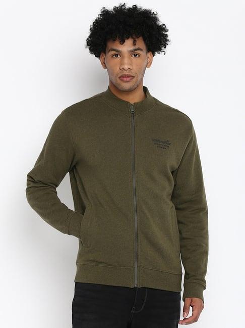 wrangler olive mock collar sweatshirt