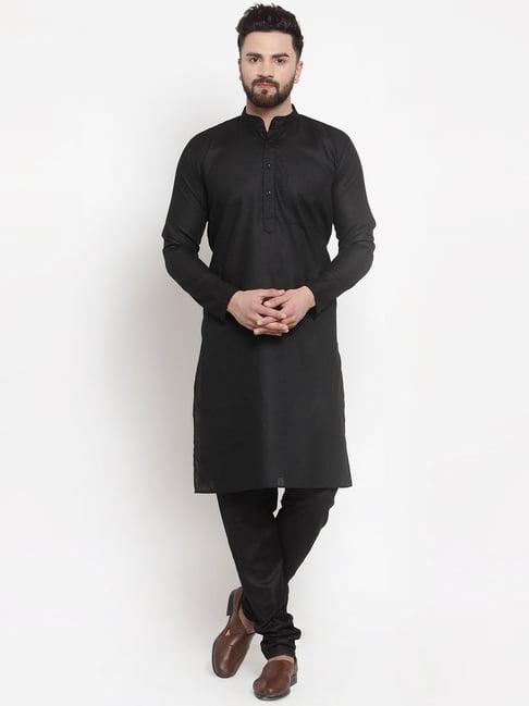 jompers black regular fit kurta & churidar