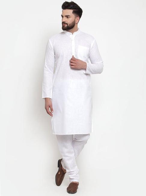 jompers white regular fit kurta & churidar