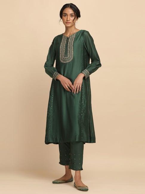 folksong by w green cotton embellished a line kurta