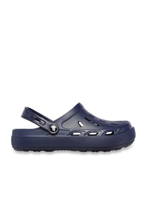 skechers men's swifters navy back strap clogs