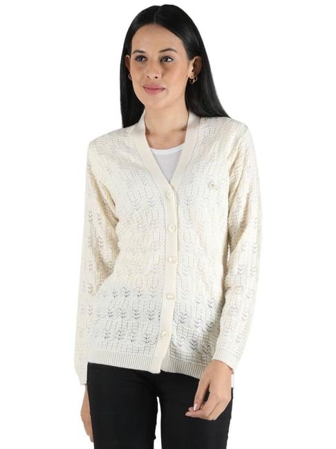 monte carlo cream self design cardigan