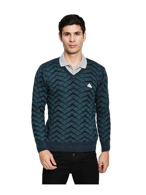 monte carlo teal printed pullover