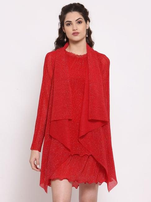 lela red full sleeves shrug