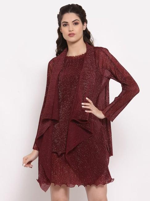 lela maroon full sleeves shrug