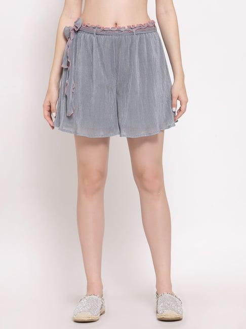 lela grey mid rise shorts