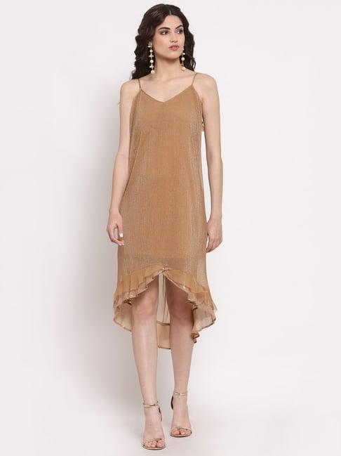 lela beige a-line dress