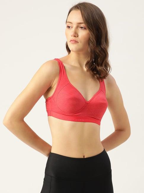 lady lyka red non wired padded sports bra