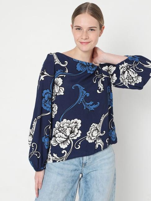 vero moda navy floral print top