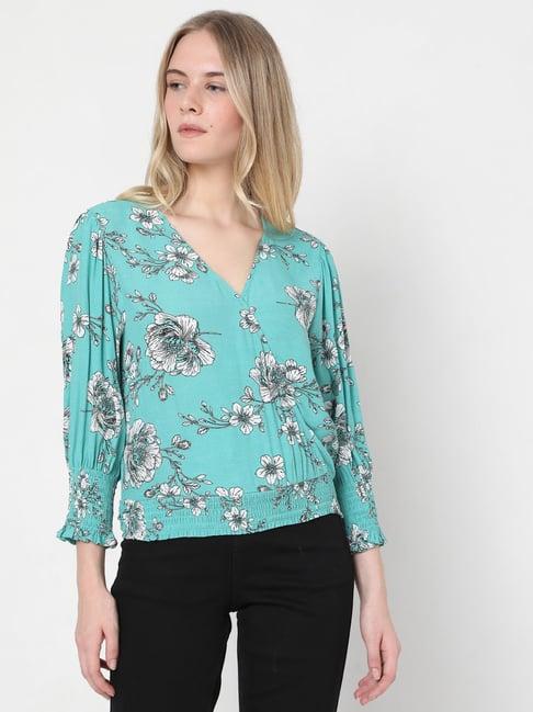 vero moda green floral print top