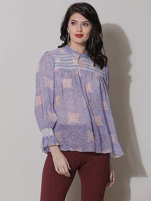 label ritu kumar purple printed top