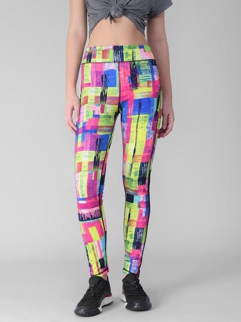 kotty multicolored printed mid rise tights