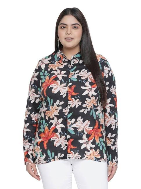 oxolloxo black & beige floral print shirt