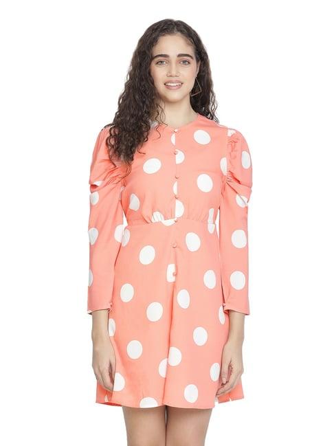 oxolloxo peach polka dots a-line dress