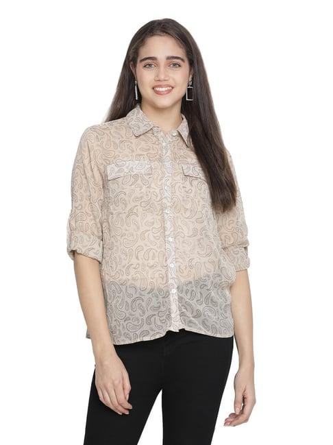 oxolloxo beige printed shirt