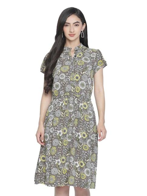 oxolloxo grey floral print a-line dress