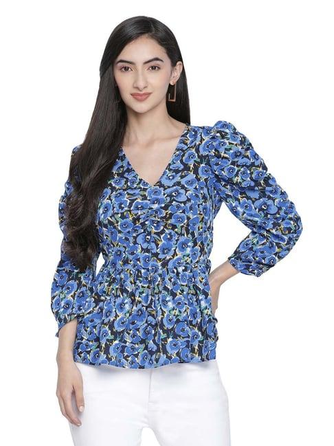 oxolloxo blue floral print top