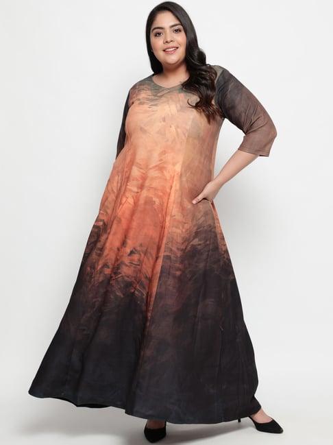 amydus brown tie-dye dress