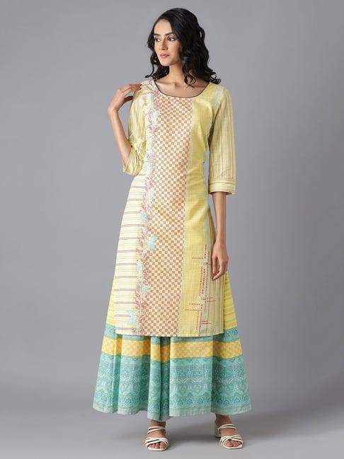 aurelia yellow straight kurta