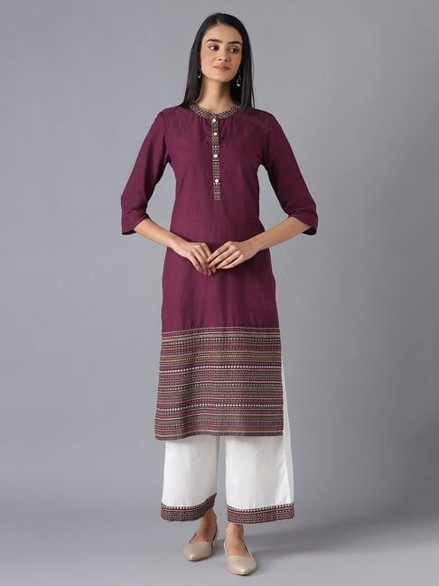 aurelia purple & white kurta & palazzo set