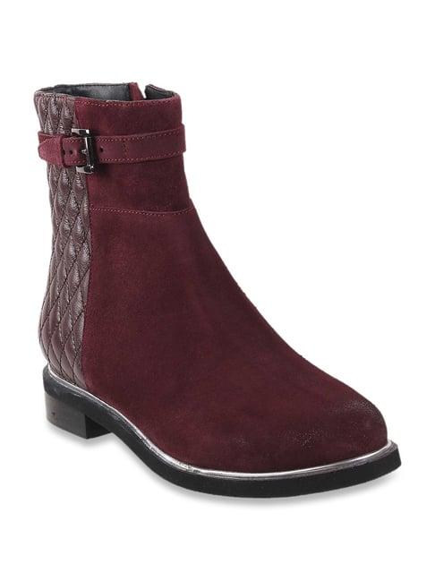 metro women's maroon casual booties