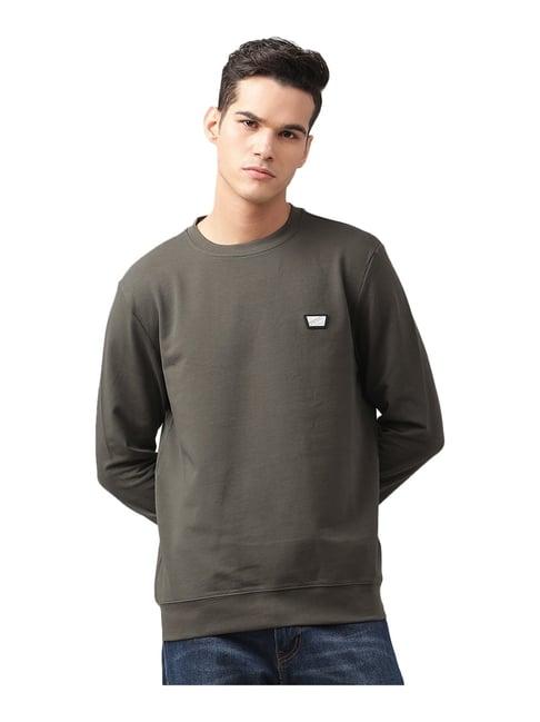 antony morato olive round neck full sleeves sweatshirt