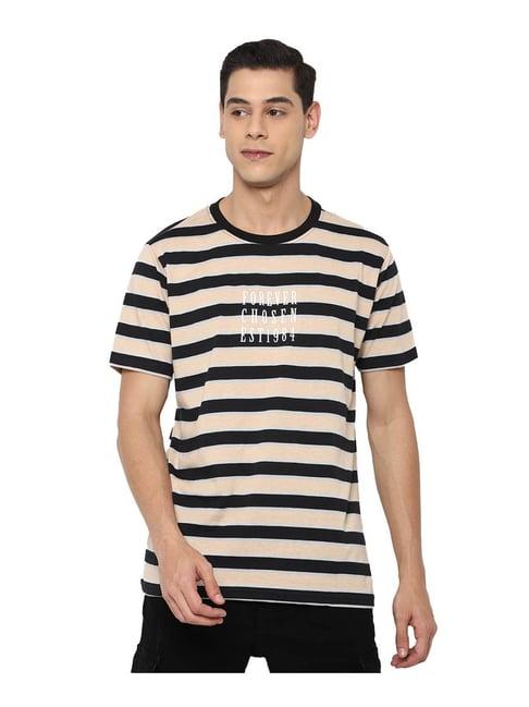 forever 21 black & peach striped t-shirt