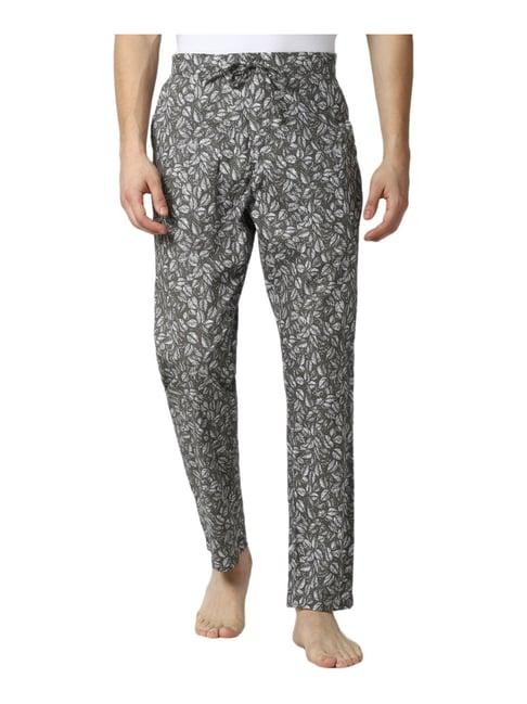 peter england grey cotton regular fit printed pyjama