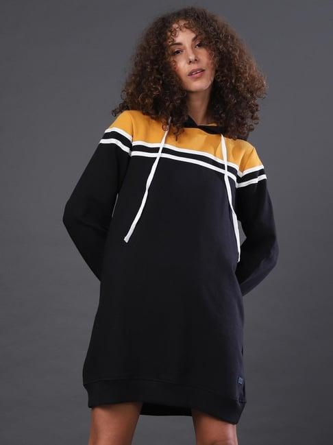 campus sutra black straight fit dress