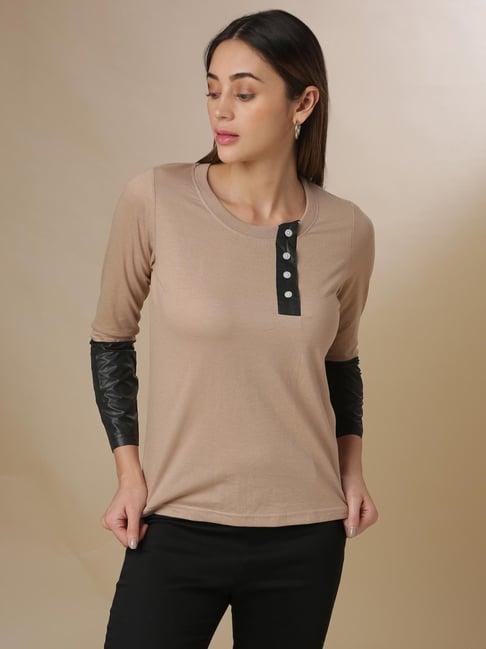 campus sutra brown regular fit top