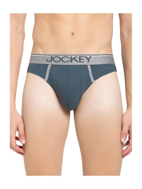 jockey 8044 slate blue super combed cotton rib briefs with ultrasoft waistband - pack of 2