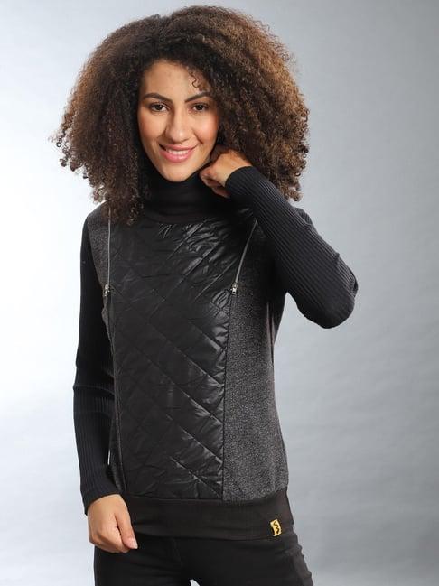 campus sutra black quilted sweatshirt